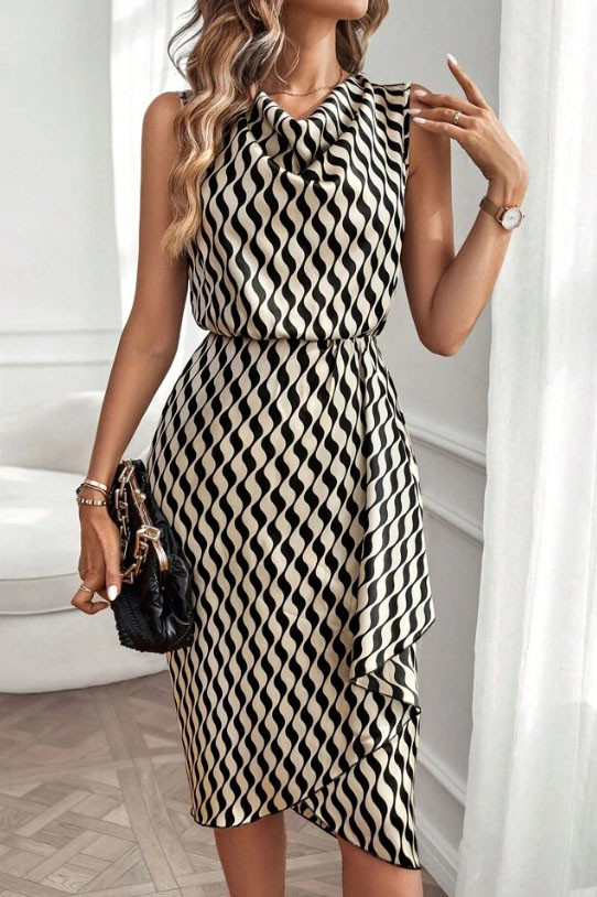 Summer Sleeveless Printed Irregular Hem Dress