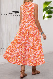 Summer Printed Sleeveless Ruffle Edge Dress