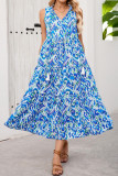 Summer Printed Sleeveless Ruffle Edge Dress
