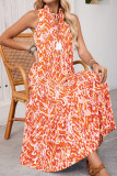 Summer Printed Sleeveless Ruffle Edge Dress