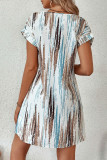 Round Neck Printed Short Sleeved Dress