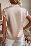Solid Color V-Neck Short Sleeved Shirt