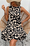Printed Round Neck Sleeveless Backless Dress