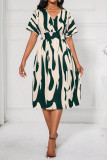 Summer Printed Short Sleeved V-Neck Dress