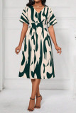 Summer Printed Short Sleeved V-Neck Dress