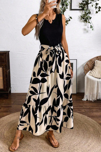 Summer Contrasting Sleeveless V-Neck Dress