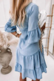 Cowboy Ruffled Short Sleeved Shirt Dress