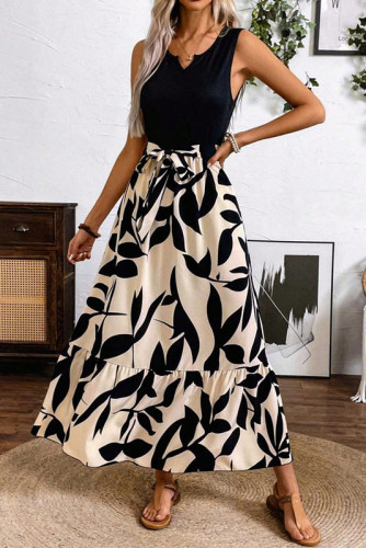 Summer Contrasting Sleeveless V-Neck Dress