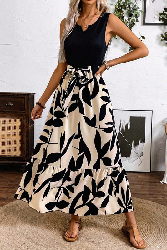 Summer Contrasting Sleeveless V-Neck Dress