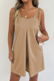 Solid Color Sleeveless Shoulder Strap Jumpsuit