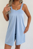 Solid Color Sleeveless Shoulder Strap Jumpsuit