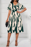 Summer Printed Short Sleeved V-Neck Dress