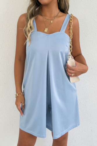Solid Color Sleeveless Shoulder Strap Jumpsuit