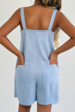 Solid Color Sleeveless Shoulder Strap Jumpsuit