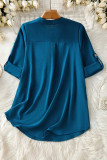 Solid Color V-Neck Button Loose Shirt