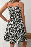 Printed Sleeveless Camisole Ruffled Dress