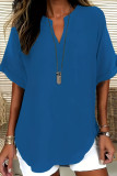 Solid Color Loose Short Sleeved V-Neck Shirt