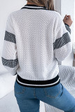 V-Neck Striped Lantern Long Sleeved Sweater
