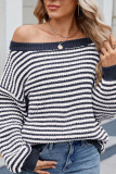 Striped Printed Long Sleeved Knitted Sweater