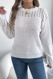 Solid Color Hollow Lantern Long Sleeved Sweater