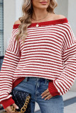 Striped Printed Long Sleeved Knitted Sweater