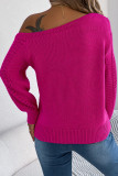 Solid Color Hollow Off Shoulder Long Sleeved Sweater