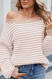 Striped Printed Long Sleeved Knitted Sweater