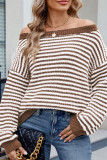 Striped Printed Long Sleeved Knitted Sweater