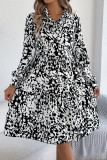 Leopard Print Long Sleeved Lapel Shirt Dress