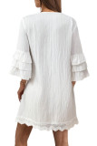 Bohemian Ruffle Short Sleeved Tassel Dress