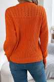 Solid Color Hollow Lantern Long Sleeved Sweater