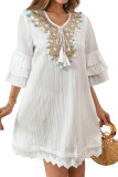 Bohemian Ruffle Short Sleeved Tassel Dress