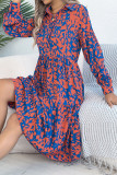 Leopard Print Long Sleeved Lapel Shirt Dress