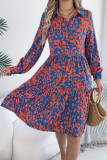 Leopard Print Long Sleeved Lapel Shirt Dress