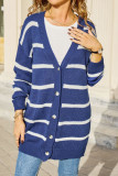 Striped Printed Long Sleeved Button Cardigan
