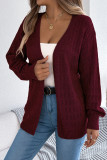 Solid Color Hollow Lantern Long Sleeved Cardigan