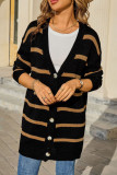 Striped Printed Long Sleeved Button Cardigan