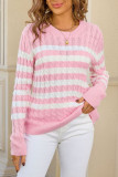 Striped Printed Long Sleeved Round Neck Sweater