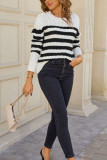 Striped Printed Long Sleeved Round Neck Sweater
