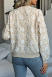 Long Sleeved Jacquard Zipper Loose Jacket