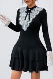 Vintage French Party Lace Long Sleeve Dress