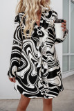 Ruffle Printed Shirt Long Sleeved Dress