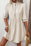 Summer Ruffle Sleeve Striped Shirt Dress