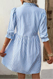 Summer Ruffle Sleeve Striped Shirt Dress