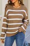 Vintage Loose Striped Printed Long Sleeved Sweater