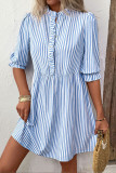 Summer Ruffle Sleeve Striped Shirt Dress