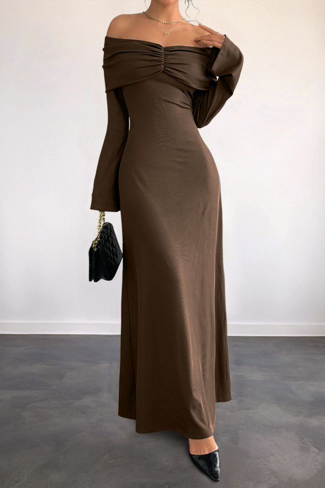 One Shoulder Slim Fit Long Sleeve Dress