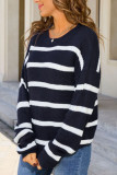 Vintage Loose Striped Printed Long Sleeved Sweater