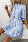 Summer Ruffle Sleeve Striped Shirt Dress