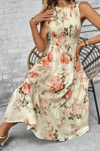 Summer Printed Sleeveless Round Neck Dress